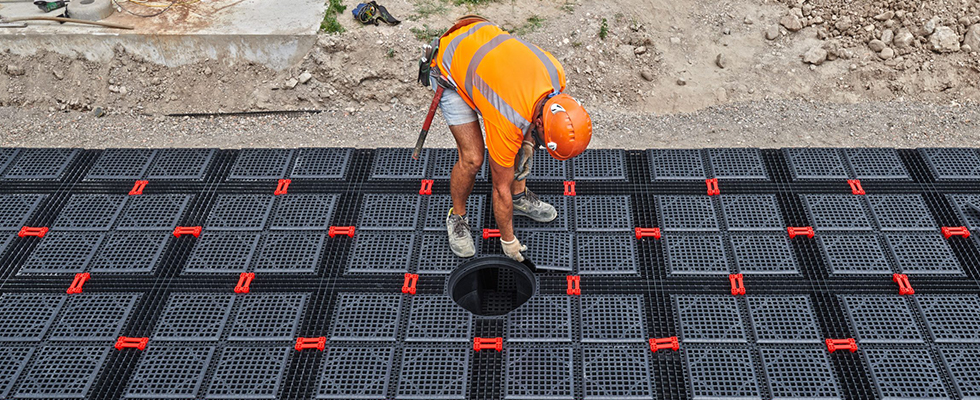 Geoplast Aquabox element on construction site